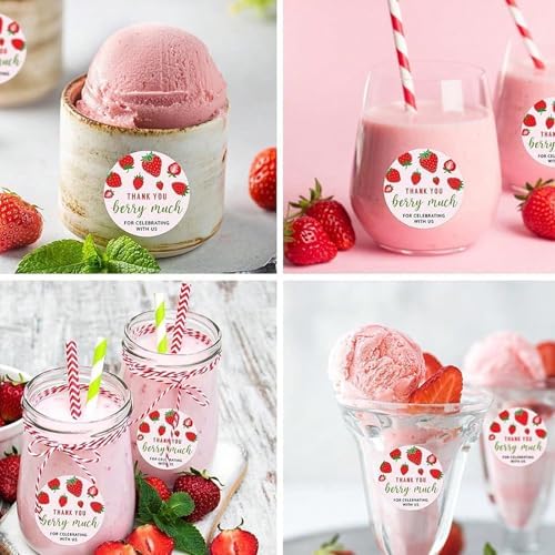 Strawberry Stickers,500Pcs 1 inch Red Strawberry Decals Baby Shower Fruit Themed Party Decor Scrapbooking Card Making Gift Wrapping Classroom Rewards