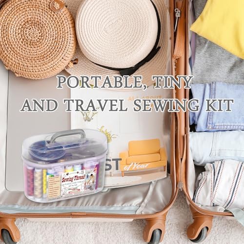 40 Spools of Sewing Thread,Gift Box Portable Basic Sewing Repair Kits (Grey)