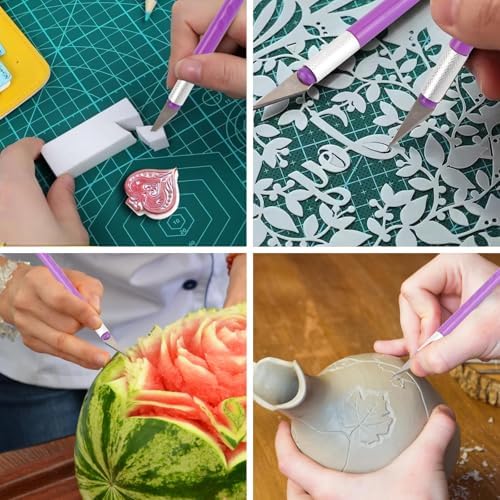 3Pcs Self Healing Cutting Mat with Knife and Quilting Ruler,3 Size Non-Slip Cutting Mat for Crafts Hobby Project, A3/A4/A5,Green