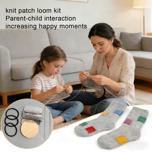 Knit Patch Kit,Patchmaker 2.0 Kit,Darning Loom,Mini Portable Patch Knitpatch, Patchwork Weaving Tool Set for Quickly Sewing Repair, Sewing,Knitting Kits for Beginners Repair Jeans, Socks(21Hooks)