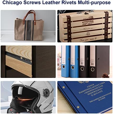 Siziviki 100 Sets Chicago Screws for Leather Crafting, 5 Colors 7/20 Inch