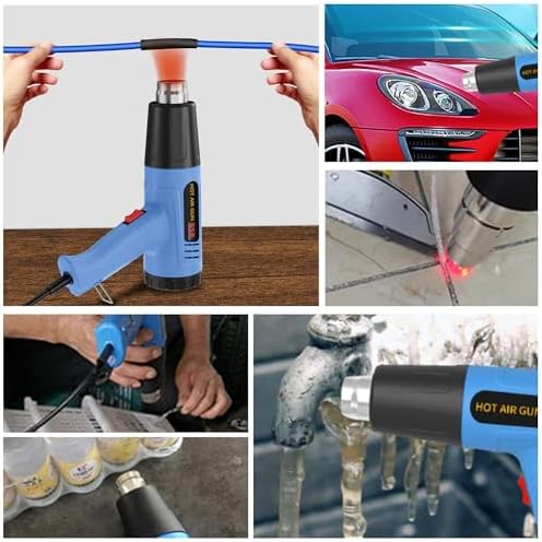 Heat Gun Side Lcd Digital Display 212 &1202℉ Dual-Lvel Temperature Control 4 Nozzles Heat Gun' Overload Protection for Crafting, Shrink Tubing, Vinyl Wrap, Shrink Wrap,5Ft Power Cord