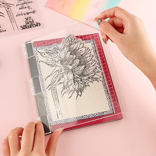 3 PCS Mini Low Stcik Mat Multi-Use Tack Stick and Stamp Mat with Grid for Alignment for Mini Stamping Platform Adhesived Sheet Scrapbooking Craft Accessory,4.75x6inch