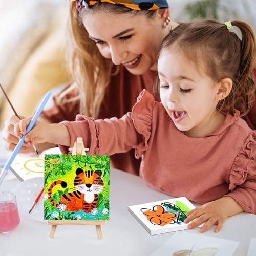 ESRICH Small Stretched Canvas for Painting 6x6 inch, 2/5''Profile Art Primed 16 Pack Canvases for Painting, Cotton Small Professional Blank Paint Canvas for Kids and Art Supplies, for Acrylics, Oils.