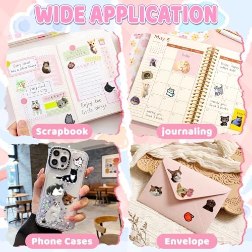 800+ Cat Sticker Book, 30 Sheets Meme Stickers for Scrapbook Journal