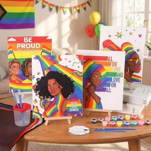 Sherr 140 Pcs 20 Set Pre Drawn Canvas Painting Kit, Pride Month
