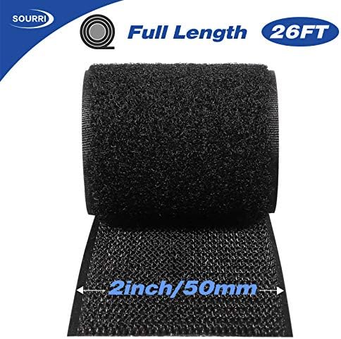 2 Inch x 26 Feet Hook and Loop Tape Sticky Back Fastener Roll, Nylon Self Adhesive Heavy Duty Strips Fastener for Home Office School Car and Crafting Organization