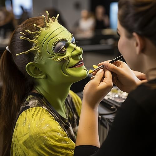 SUNNYVALE Halloween Monster Green Face Body Paint Stick, Ogre Green Eye Black Sticks for Sports, Hypoallergenic Foundation Wicked Witch Hulk Painting Makeup for Cosplay Costume