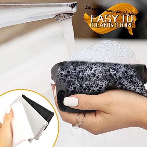 LEOBRO Silicone Mat, 3 PCS Silicone Mats for Crafts, Resin Molds, Play Dough Mat, Clay Mats, for Epoxy Resin, Crafts, Black & Light Gray & White, 15.7”x 11.7
