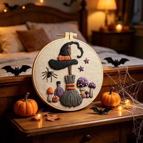 4 Pack Embroidery Halloween Kit for Adult, Embroidery DIY Starter Kit