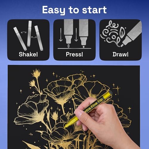 ARTISTRO White, Gold & Silver Acrylic Paint Pens – 0.7mm Extra Fine Tip Paint Pens for Crafts, Greeting Cards, Ornament Decor, Rock Painting, DIY Art