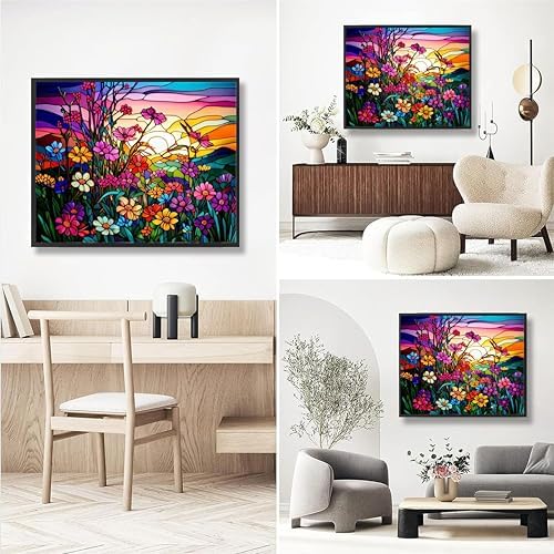 Flower Paint by Numbers for Adults with Framed Canvas - with Wooden Easel