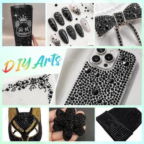 Black Jelly Resin Rhinestones 2-6mm, 28Grid Flatback Kit for Bedazzling Kit