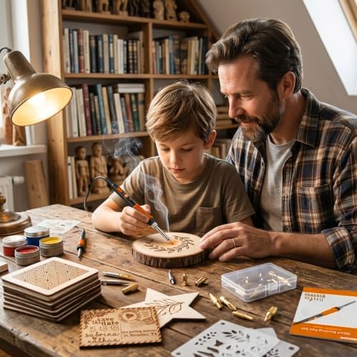 Wood Burning Kit, 23pcs Wood Burning Pen Adjustable Temperature 200-450°C