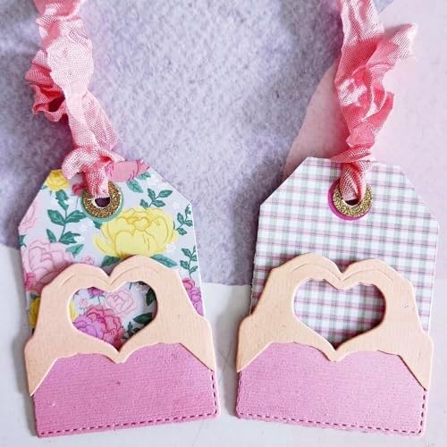 KSCRAFT 2024 November Valentine Release Metal Cutting Dies Stencils for DIY Scrapbooking Decorative Embossing DIY Paper Card (Heart Hands Bag Topper)