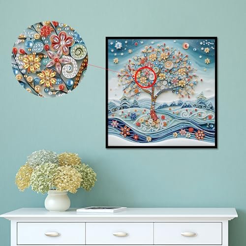 AiYuanzsh 5D Special Shape Diamond Art Kits for Beginners, Snowy Tree Diamond Painting Kits for Adults, Crystal Rhinestones Diamond Painting for Home Wall Decoration Gift 12×12 inch/30×30 cm