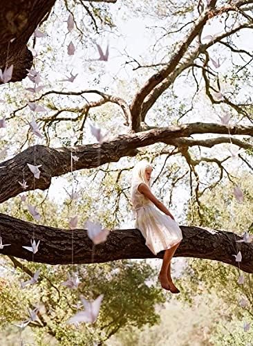 150Pcs 7cm Premade Red Origami Paper Cranes Folded Origami Birds DIY Hanging Paper Garlands for Wedding Party Decorations Birthday Bday Bridal Shower Backdrop Décor Peace Dove Good Luck (White, 7CM)