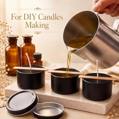 Suclain 100 Pack Candle Tins with Lids Empty Metal Containers,Black