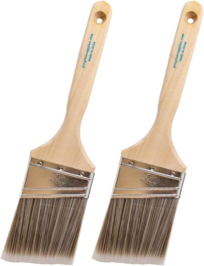 Pro Grade Paint Brushes, 3 Inch Angled Paint Brush, Trim & Stain, 2 Pack