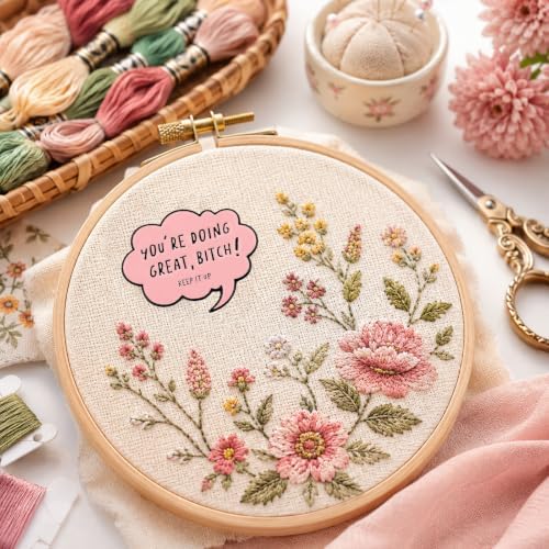 Needle Minder for Keeping Sewing & Embroidery Needles – Magnetic Needlepoint Holder, Cross Stitch Supplies – Secure & Decorative Needle Minders for Stitching & Crafting (You're Doing Great)