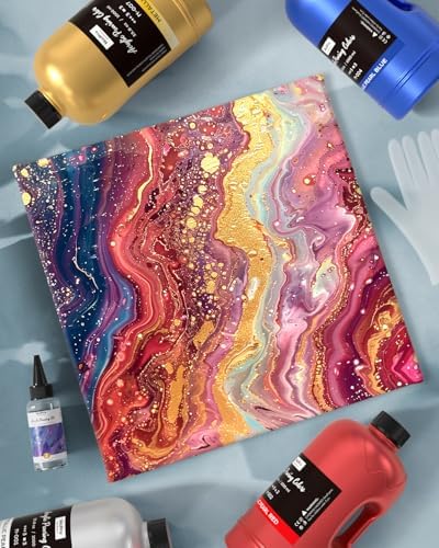 Nicpro 8 Colors 33.8 oz Large Bulk Metallic Acrylic Pouring Paint Kit