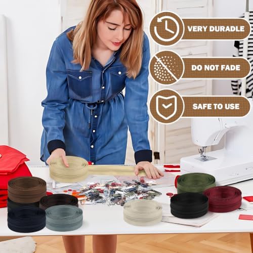 DOITEM 31 Yards 10 Pieces Sewing Zippers #3 Nylon Coil Zippers Assorted Zipper for Sewing with 40 Zipper Sliders for DIY Tailor Sewing Crafts Supplies, 10 Colors