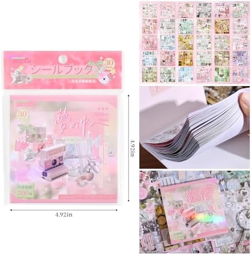 Girl's Japanese Retro Sticker Book, Nostalgic Theme - 700+ Japanese dreamcore Style Glitter Stickers, for DIY Scrapbooking Journaling Handbook Decoration