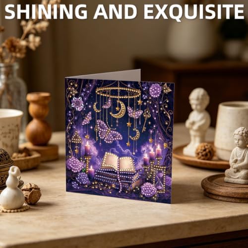 POETRYDRAW DIY Diamond Art Painting Greeting Card Kit, Creative Craft Set for Card Making,Dark Academy