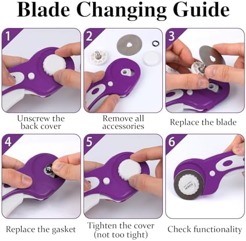 45mm Rotary Cutter for Fabric with 5 Extra Blades, Roller, with Safety Lock