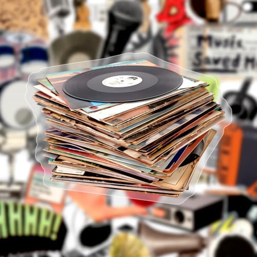 50Pcs Y2K Retro Music Stickers Vintage Instrument Decals for Laptop Phone