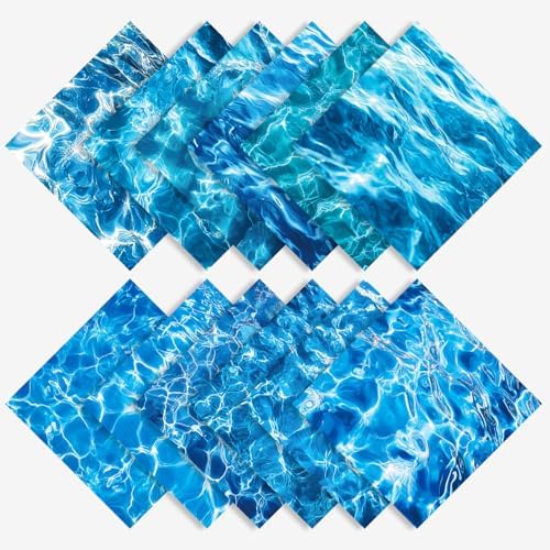 Blue Sea Scrapbooking Paper Pad - 24 Sheets Ripple Pattern Aesthetic Origami for Decor Scrapbook Collage Journals Decoupage Wrapping Folded Supplies Gift Cards DIY Crafts Photo Album