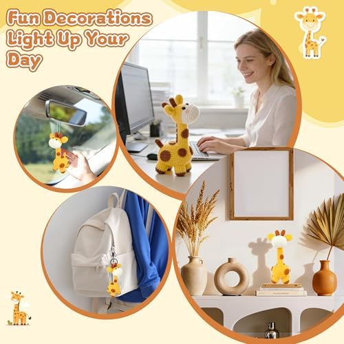 Beginner Crochet Kit for Making Adorable Giraffe - Complete DIY Craft Kit with Yarn, Hooks, and Video Tutorial - Ideal Arts and Crafts for Adults, Room Decor Gift
