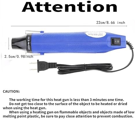 Mini Heat Gun for Epoxy Resin 300W Portable Handheld Heat Gun for Crafts Embossing, Shrink Wrapping, Drying Paint, Clay, Rubber Stamp Heat Tools, Dryer Craft Heat Tool for Cup Turner (Blue)