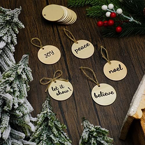 Jetec 2" 40 Pcs Wood Circles for Craft Blank Round Wood Ornament Gift Tag