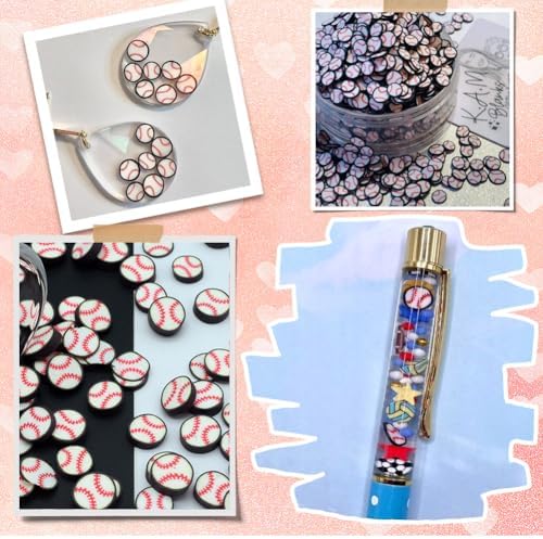 SUNNYCLUE About 100G Baseball Polymer Clay Slices Sports Cabochons Bulk 5mm Sport Softball Flakes Sprinkles Flat Back Charm Small Cabochon Slice for DIY Crafts Nail Arts Cellphone Decoration Supplies
