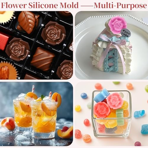 Rose Silicone Mold, 2 Pcs Rose Candy Molds 30 Cavity
