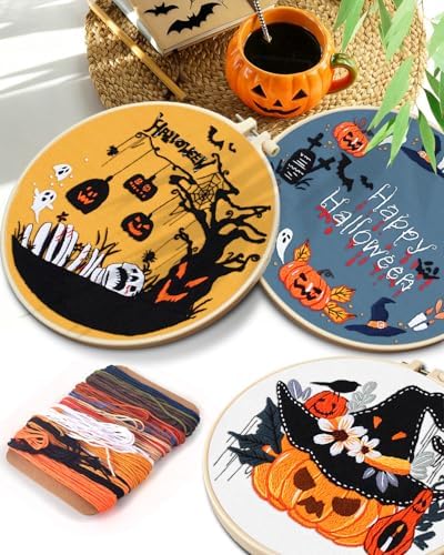 TINDTOP Halloween Embroidery Kit for Adult, Embroidery DIY Starter Kit