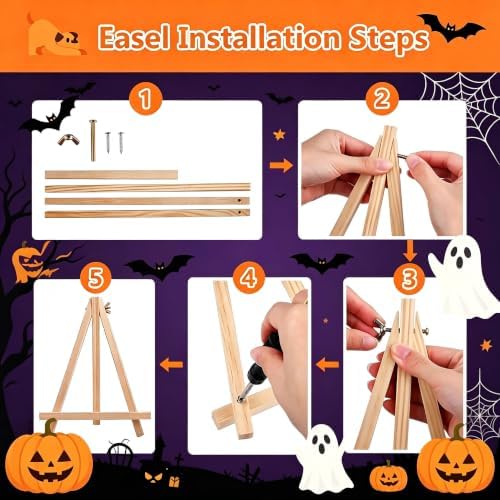 2 Pack Halloween Ghost Paint by Numbers Kit for Kids with Frame 8x8 inch