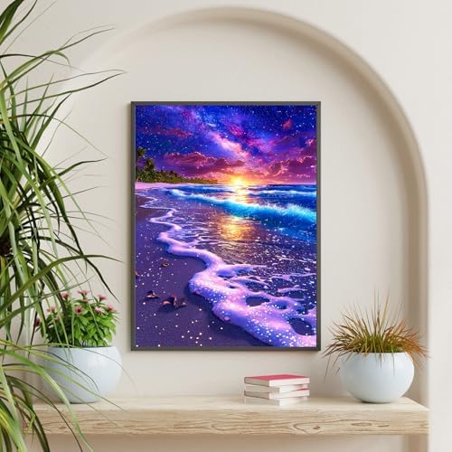 Okarina Diamond Art Kits for Adults & Beginners, Beach Diamond Painting Kit