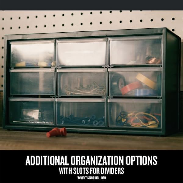 CRAFTSMAN Plastic Storage Organizer Bin System, 9 Compartment, Modular, Home Office (CMST40709)