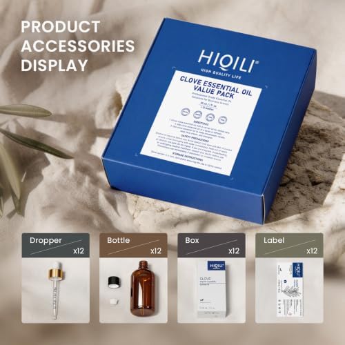 HIQILI Clove Essential Oil Set, Bulk Pack for Business, Oral Care, Diffuser