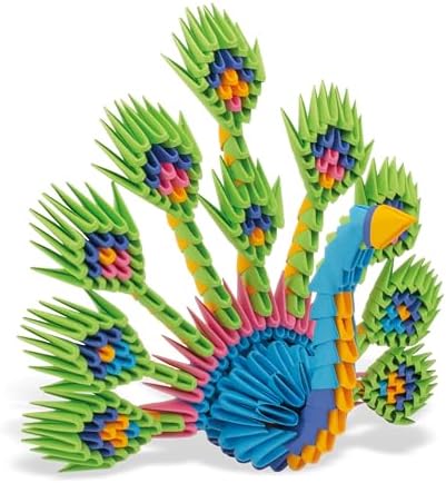 Creagami Peacock Origami Set - Large 3D Modular Paper Art Kit for Creative Exploration, Clear