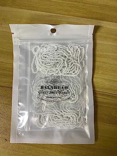 11/0 Glass White Color Seed Beads Hanks (1 Hank 3 Meters) Total 3 String Hanks About 6000pcs, 9 Meters String Seed Beads Strand Hanks (White)