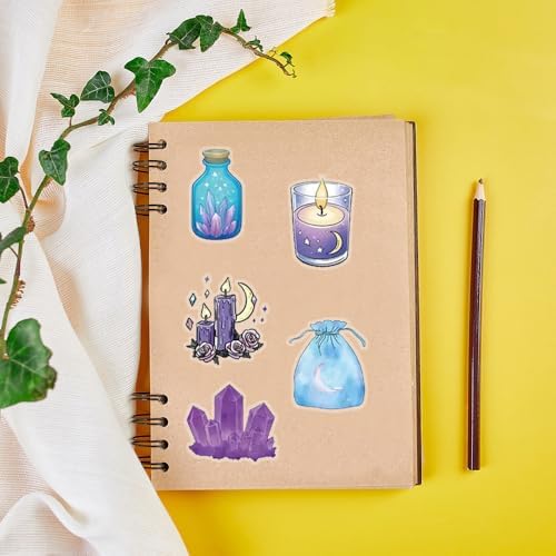 50pcs PET Vinyl Stickers Scrapbook, Self-Adhesive Waterproof Vinyl Sticker for Laptops, Aesthetic Decor Journal Stickers Planner Accessories for Luggage, Water Bottles.Magical Magic