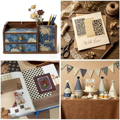 360Pcs Flower Vintage Scrapbook Paper Set, Antique Single Side Printed Journaling Scrapbooking Supplies Craft Decoupage Papers Kit for DIY Card Making, Photo Album, Junk Journals Collage