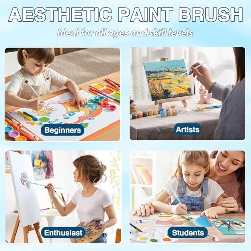 8pcs Fine Detail Paint Brush Set, Small Miniature Fine Tip Detail Brushes Kit for Acrylic Oil Watercolor, Miniatures, Models, Paint by Numbers, Rock Painting (Blue)