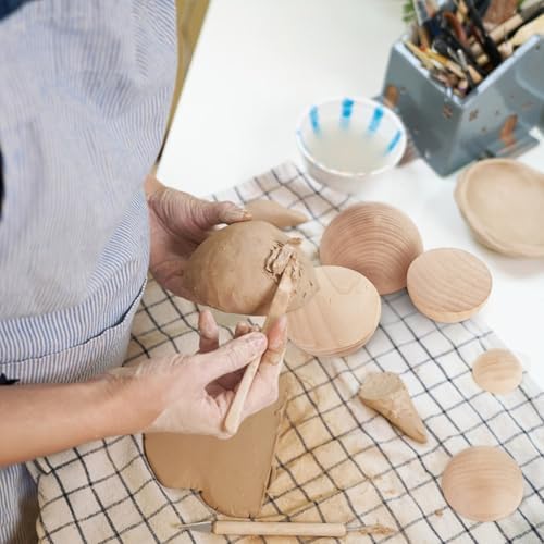 ZENFUN 8 Pcs 8 Sizes Half Round Pottery Tools Set, Wooden Ceramic Top Tool Clay Tools for Making Pottery Bowls and Plates, Wooden Split Balls Half-Round for DIY Crafts