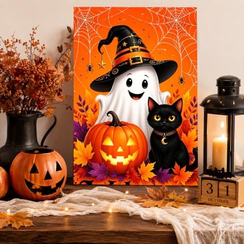 Halloween Paint by Numbers Kit for Kids with Frame Easel Ghost 8x12 inch
