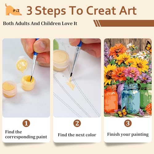 Reivworl Flowers Paint by Numbers Kit for Adults, Flowers Paint by Number for Adults Beginners, Painting by Number Kits for Gifts and Wall Decor 16x20Inch