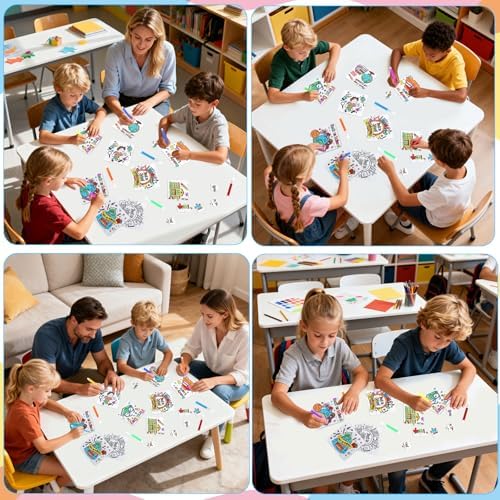 24 Sets Back to School Crafts for Kids Ages 4-8, DIY First Day of School Arts Kits Puzzle Book Glasses Apple Pencil, Christian Gifts for Classroom Activities, Party Favors, Coloring Game Bulk Supplies